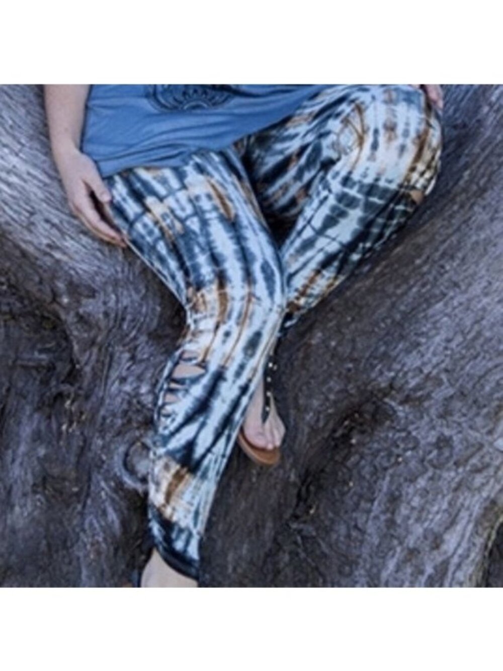 Jayli Tie-Dye Rayon Pants With Braided Side Details